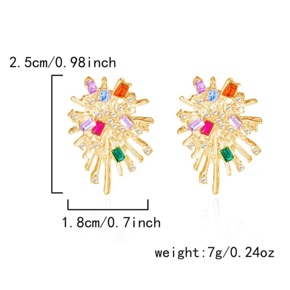 NEW Sami Gold Multi Color Crystal Starburst Earrings - Picture 4 of 4
